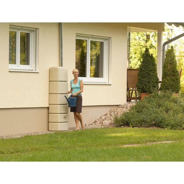 Regenton Muurmodel SLIM 650 Liter + Kraan - Zand - Afbeelding 2