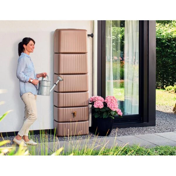 Regenton Muurmodel Slim 650 Liter + Kraan - Taupe - Afbeelding 3